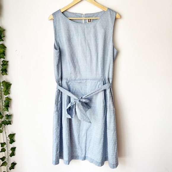 Anne Klein Dresses & Skirts - Anne Klein clipdot polka dot pale blue light summer sleeveless dress
